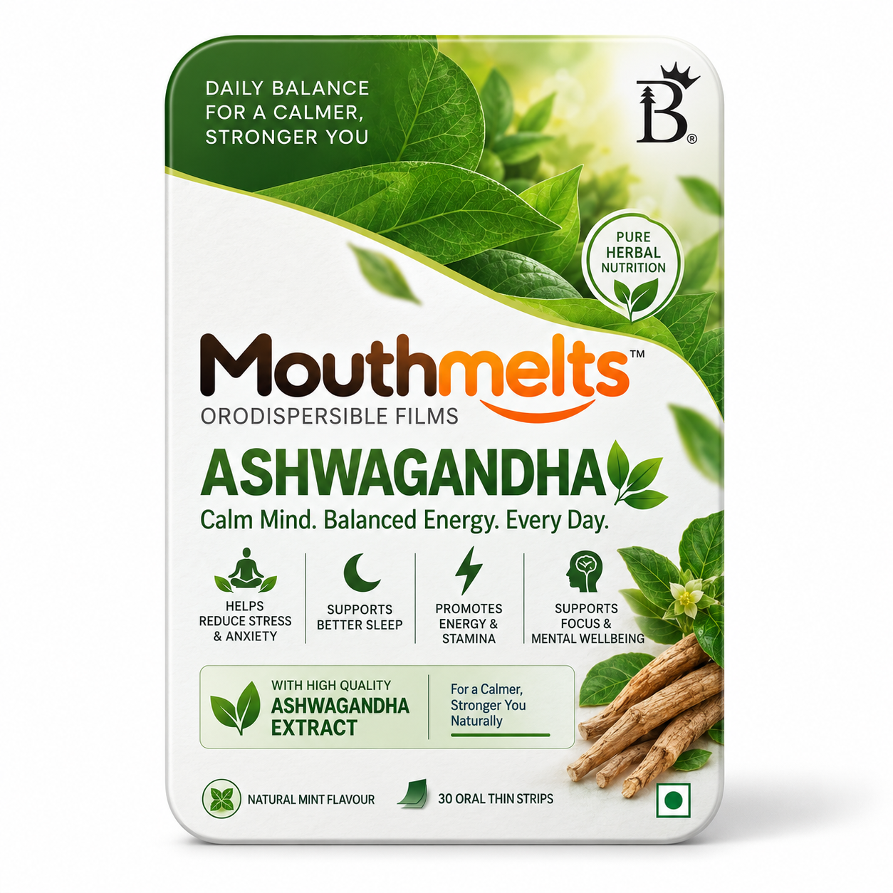 Mouthmelts Ashwagandha orodispersible films pack