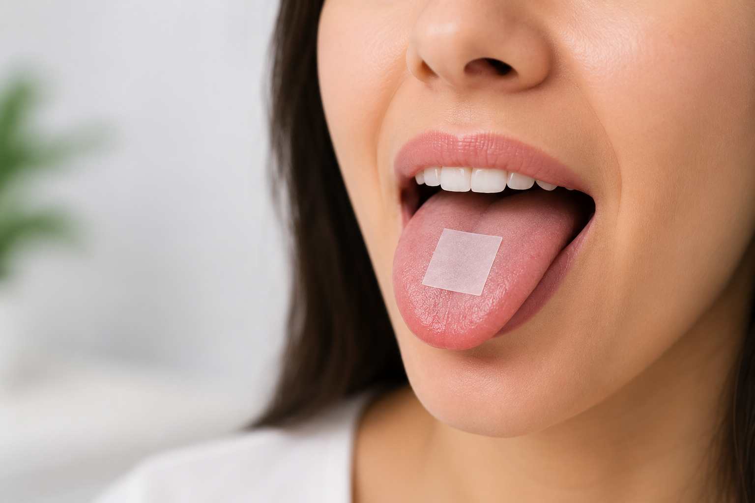 Oral disintegrating strip dissolving on tongue