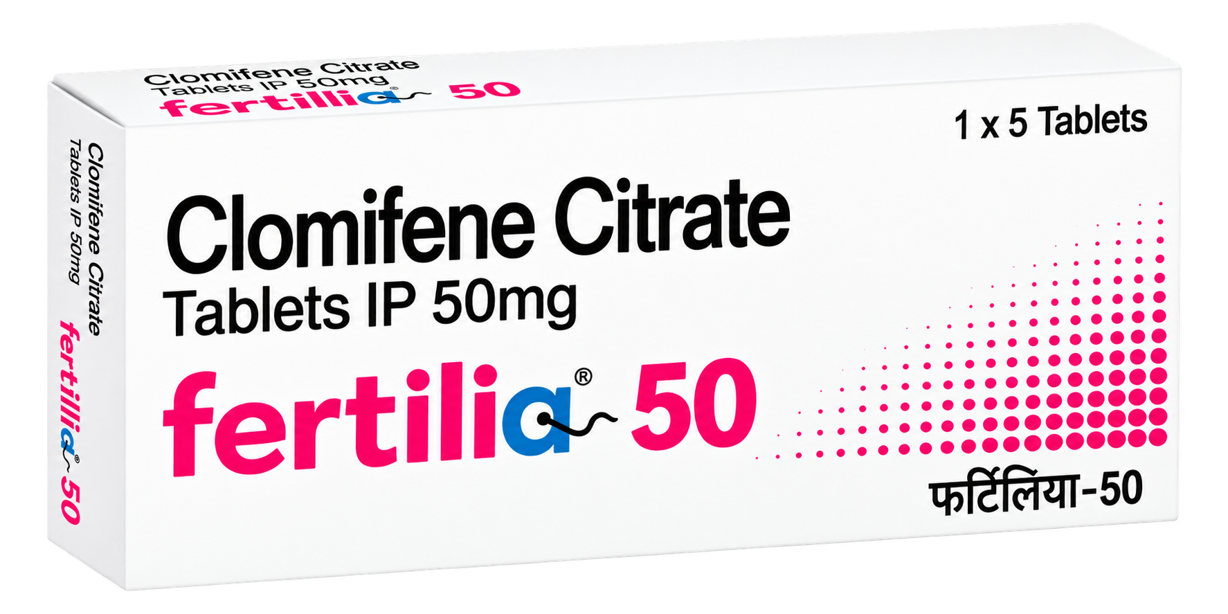 Fertilia 50 Clomifene Citrate Tablet product packaging