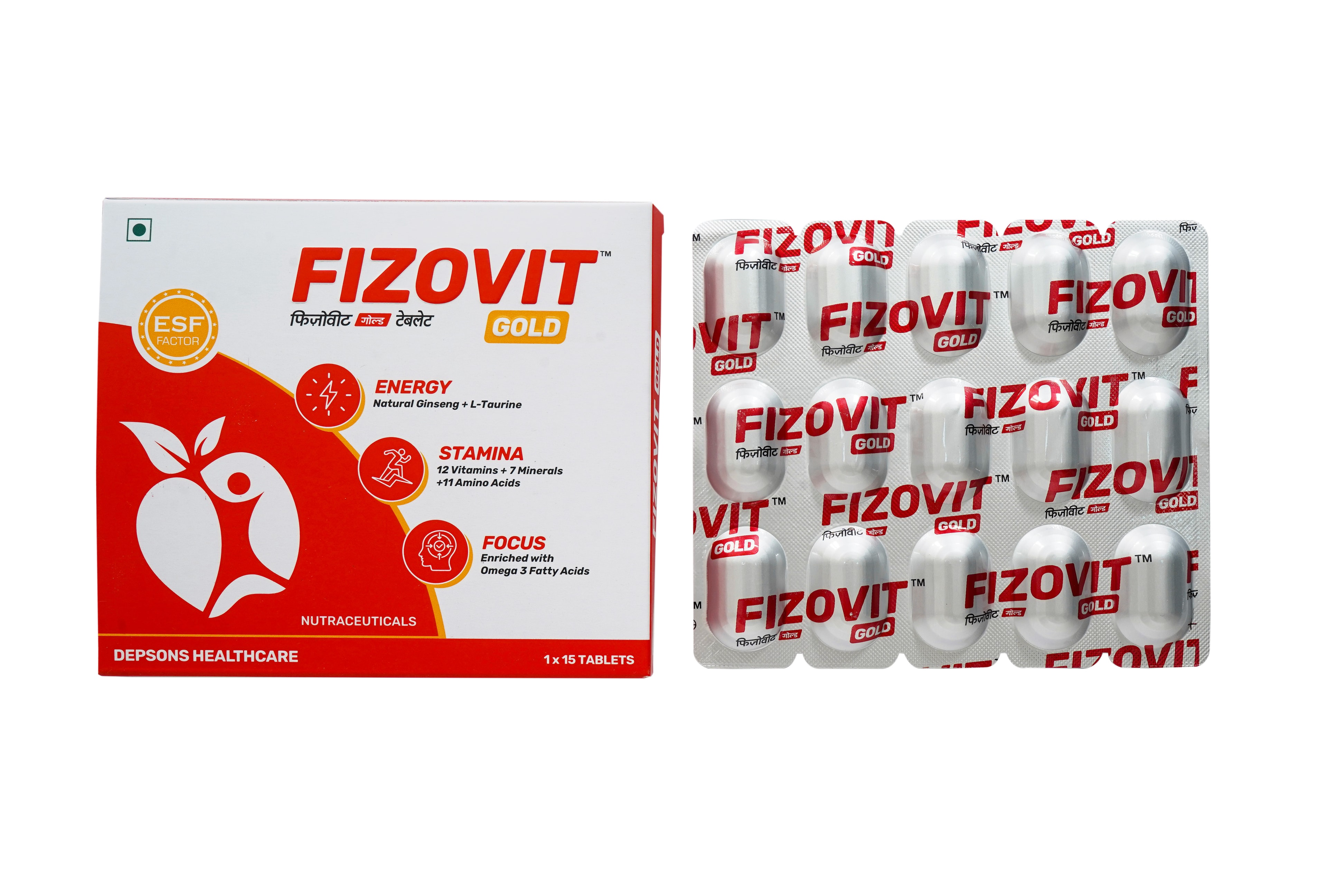 Fizovit Gold Tablet product packaging and blister strip