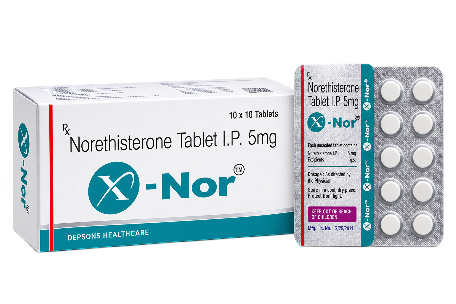 X-Nor Tablet product packaging and blister pack