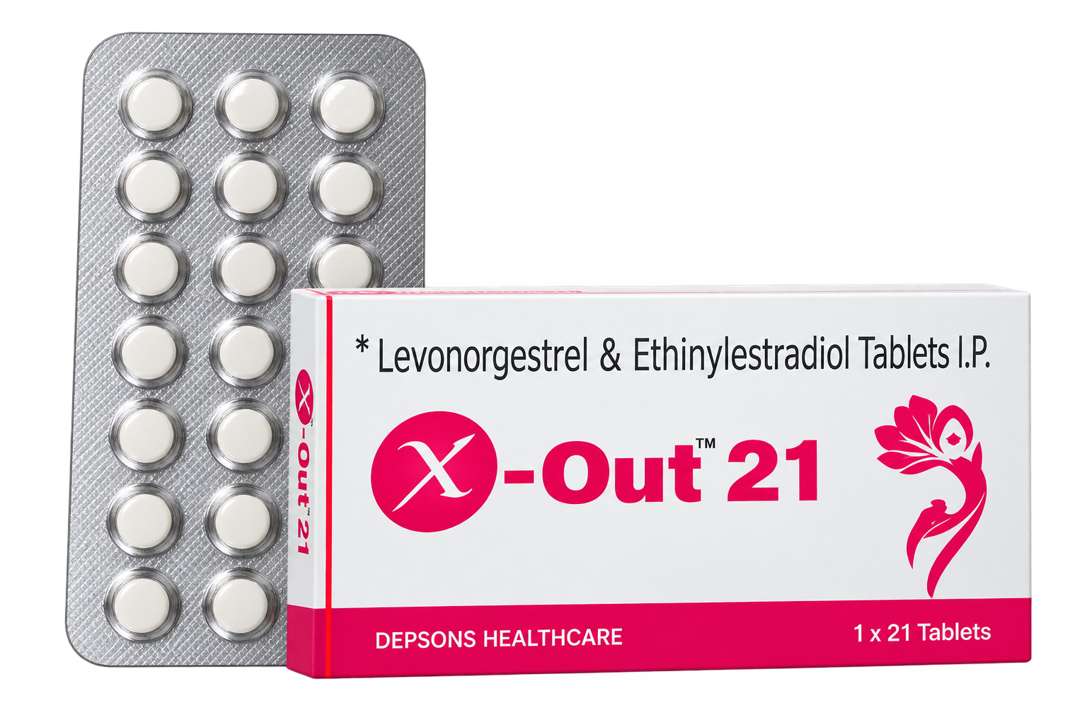 X-Out 21 Tablet product packaging and blister pack